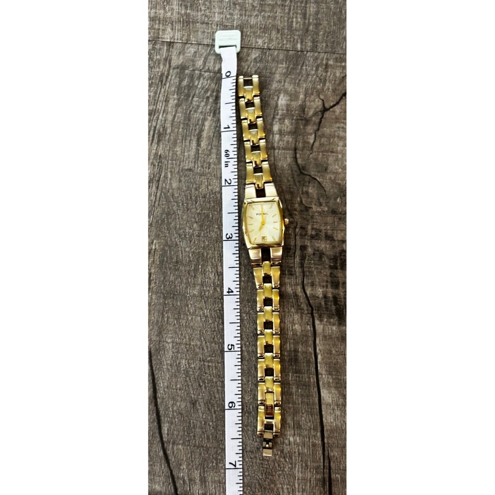 Vintage Fossil Women Gold Tone Rectangular Dial Link Bracelet Watch ES-1103 - Picture 6 of 7